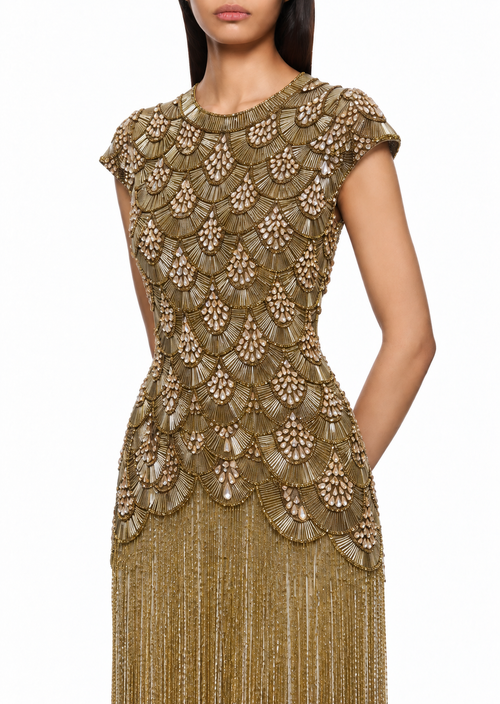 Arabesque — Robe longue à franges perlées
