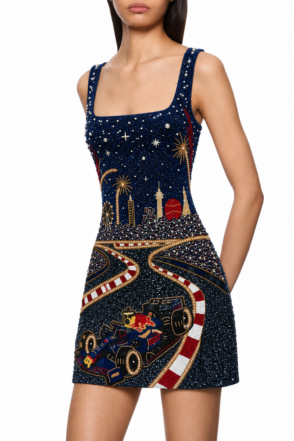 Grand Soir — Robe courte à scène perlée