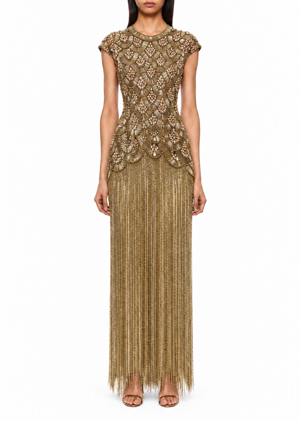 Arabesque — Robe longue à franges perlées