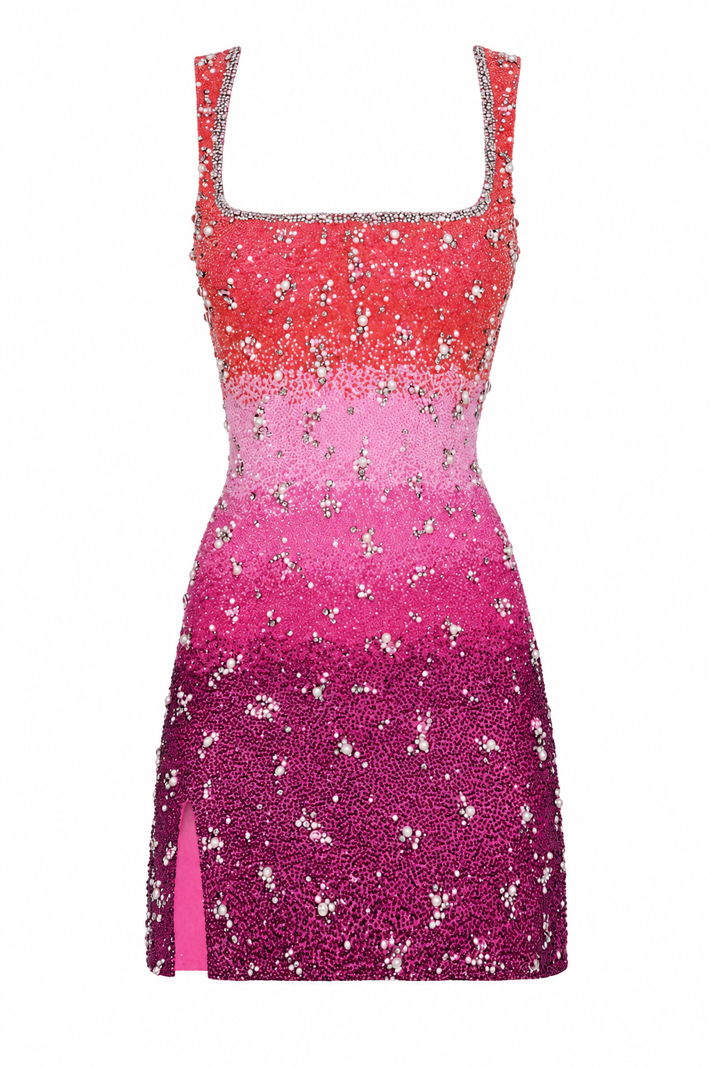 Rosée — Robe courte perlée en dégradé