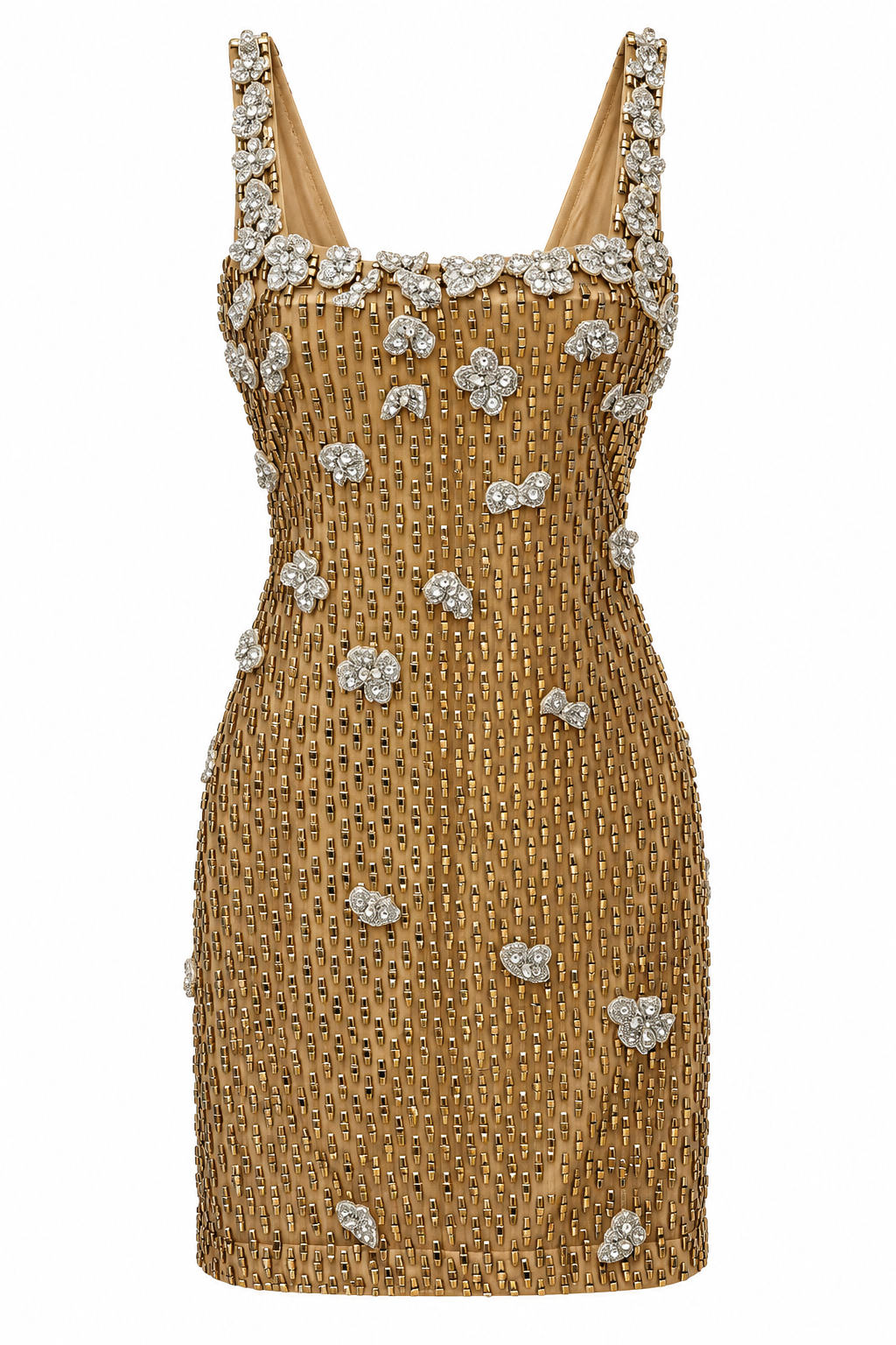 Étincelle — Robe courte perlée à fleurs