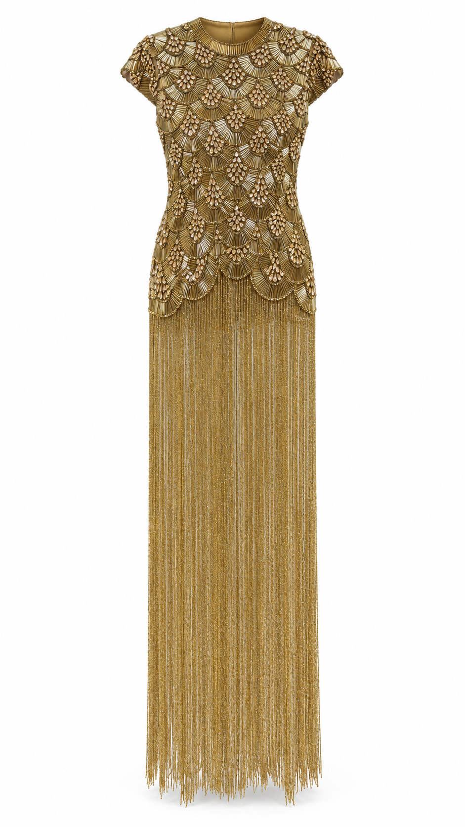 Arabesque — Robe longue à franges perlées