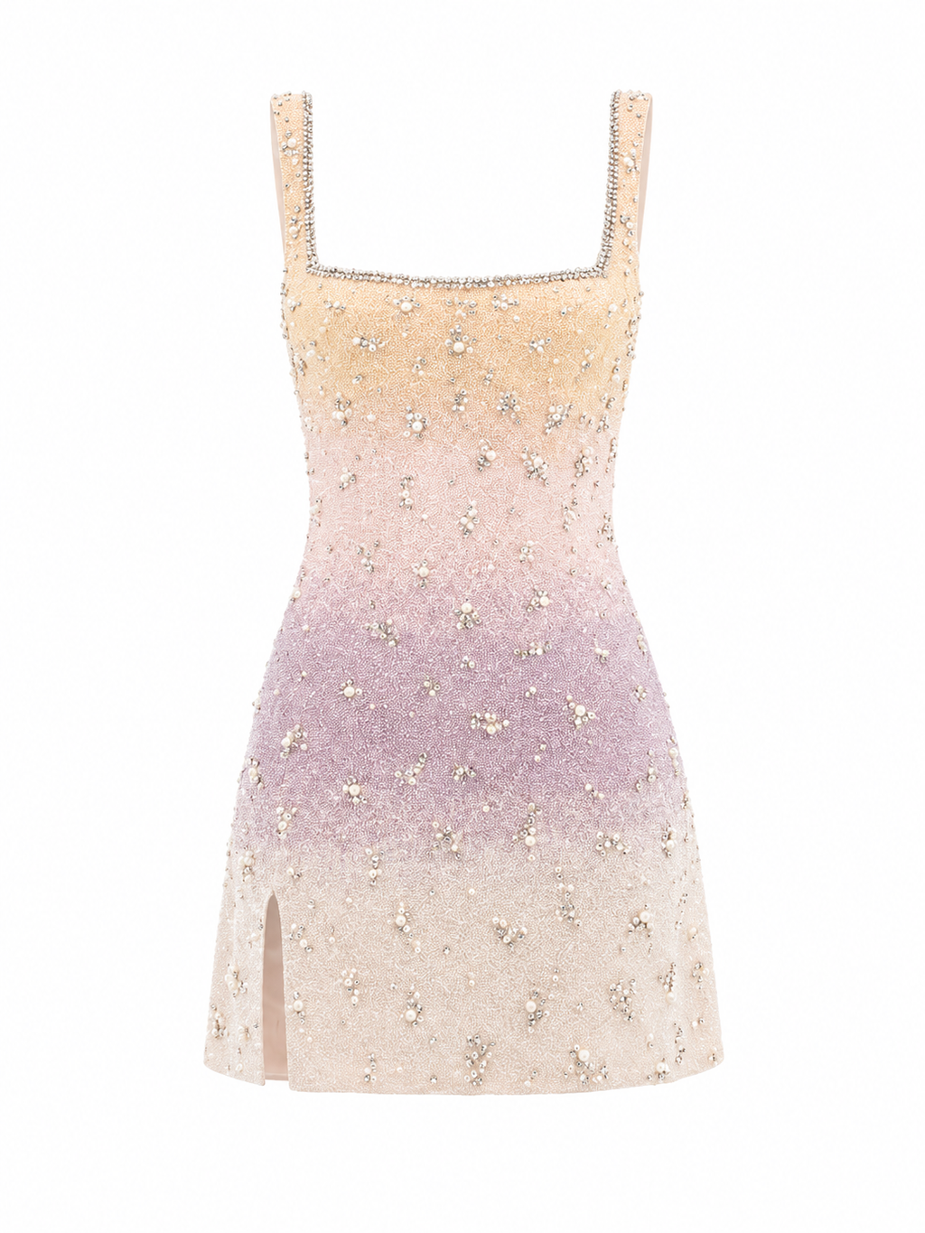 Aurore — Robe courte perlée en dégradé