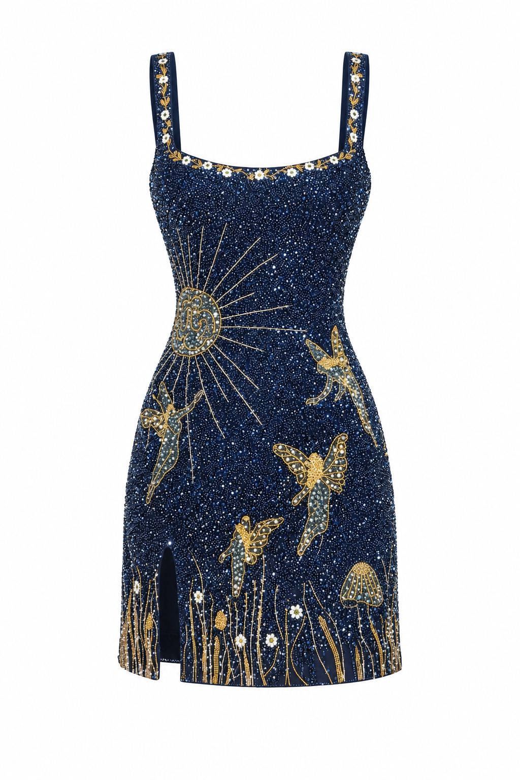 Astrée — Robe courte à motifs perlés