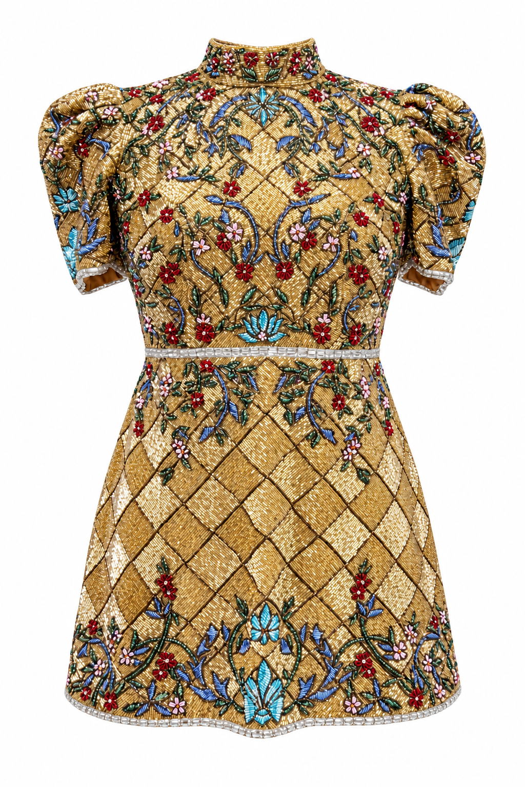 Mosaïque — Robe courte à décor perlé