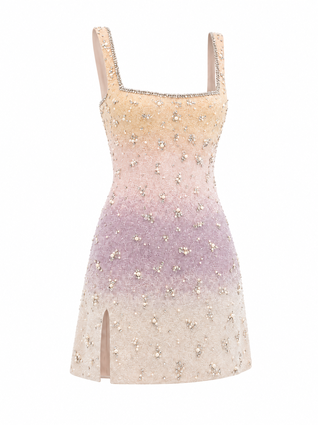 Aurore — Robe courte perlée en dégradé