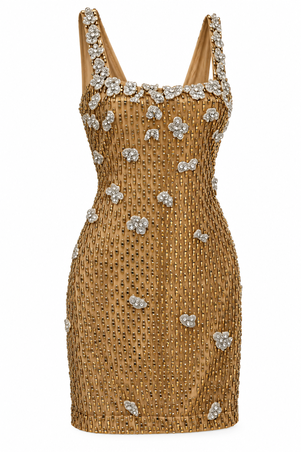 Étincelle — Robe courte perlée à fleurs