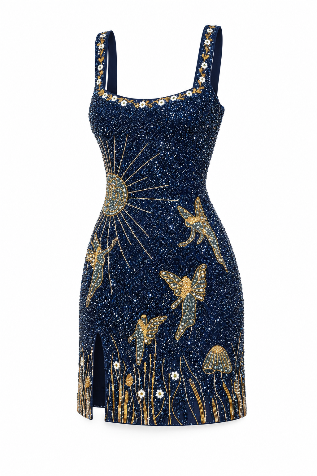 Astrée — Robe courte à motifs perlés
