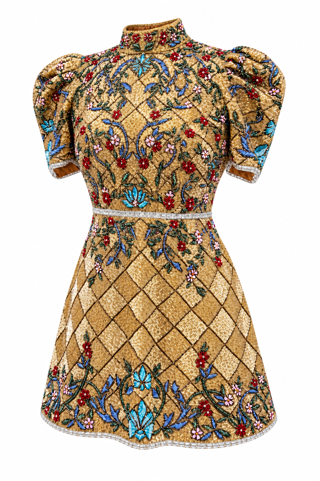 Mosaïque — Robe courte à décor perlé