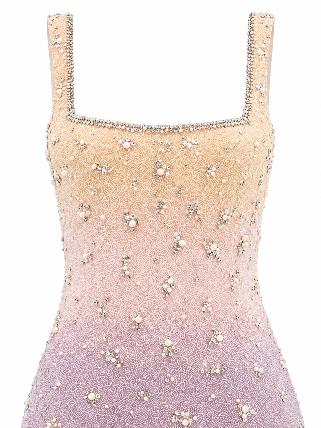 Aurore — Robe courte perlée en dégradé