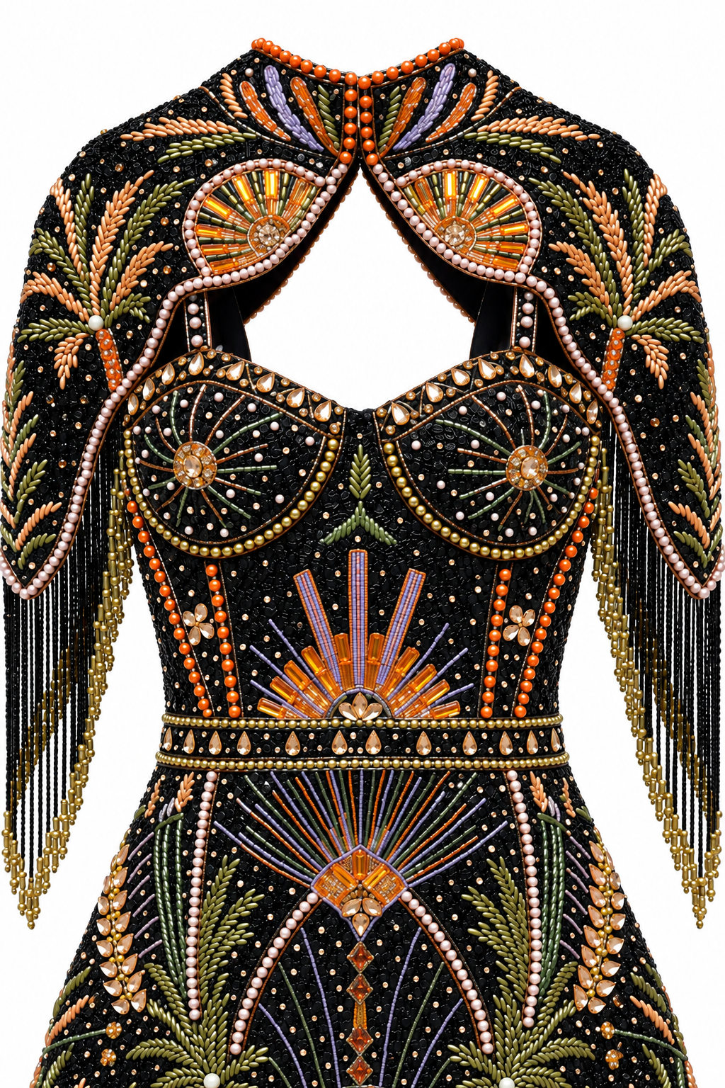 Nocturne — Robe courte perlée et cape