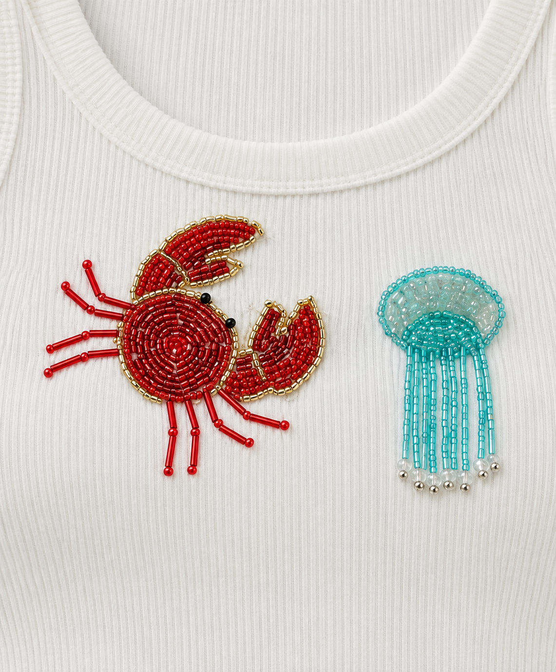 Marée — Débardeur en coton à motifs perlés