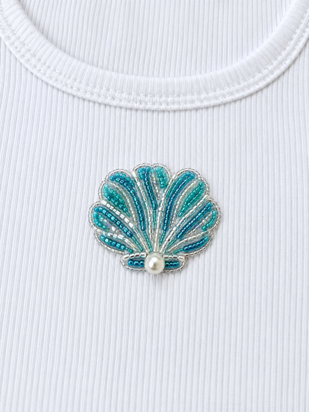 Écume — Débardeur en coton à coquillage perlé