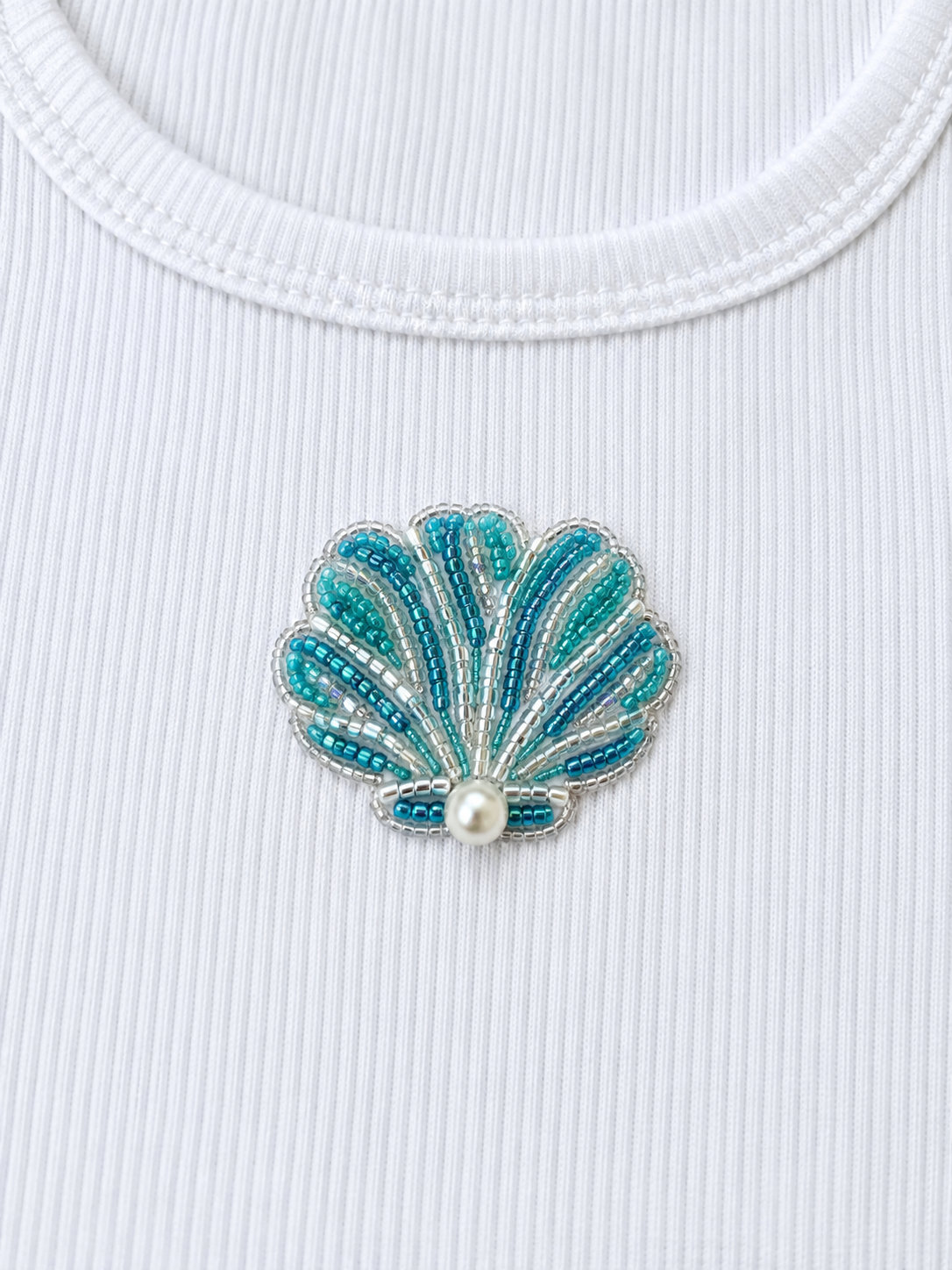 Écume — Débardeur en coton à coquillage perlé